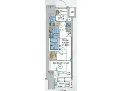 ガリシアレジデンス品川パークサイド(1DK/8階)の間取り写真