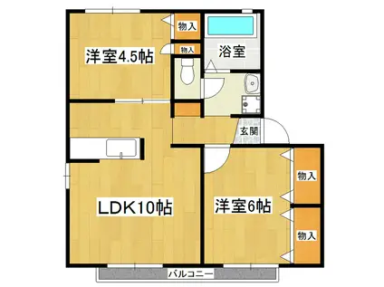 メゾンブリエD棟(2LDK/1階)の間取り写真