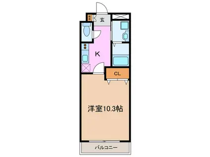 カーサ荒池(1K/1階)の間取り写真