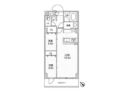 ドゥーエ曳舟(2LDK/1階)の間取り写真