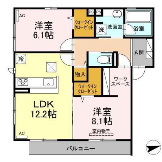 アトレヤン(2LDK/2階)の間取り写真