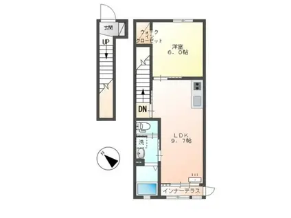 東武東上線 若葉駅 徒歩14分 2階建 築1年(1LDK/2階)の間取り写真
