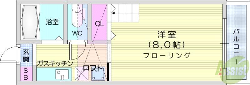 サニーヒル泉(1K/1階)の間取り写真