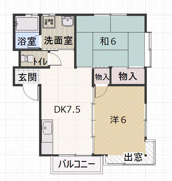 シャイン沖野上(2DK/2階)の間取り写真