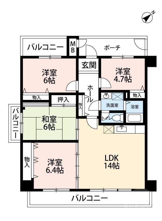 セレコート上山手(4LDK/2階)の間取り写真