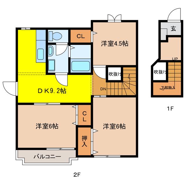 Y.S.C.2001(3DK/2階)の間取り写真