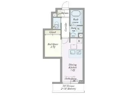 BREZZACITTA材木座(1DK/2階)の間取り写真