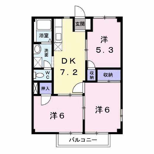 グリーンハイツK(3DK/2階)の間取り写真