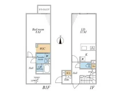 LEGALAND四谷ANNEX(1LDK/1階)の間取り写真