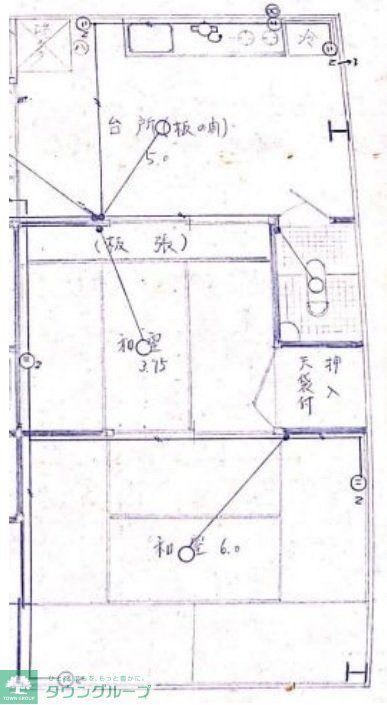 渡部ビル(2DK/3階)の間取り写真