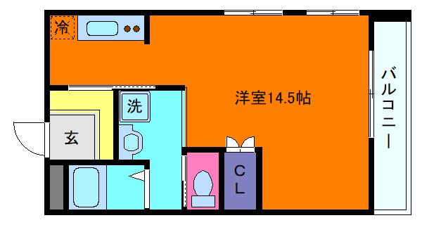アクシス水道筋(ワンルーム/2階)の間取り写真