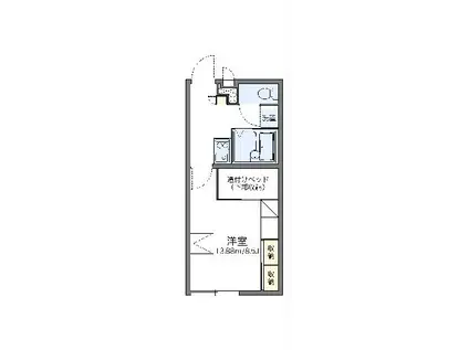 レオパレスやすえもん(1K/2階)の間取り写真