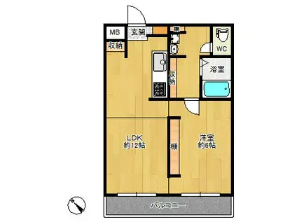 西鉄太宰府線 西鉄五条駅 徒歩8分 9階建 築35年(1LDK/3階)の間取り写真