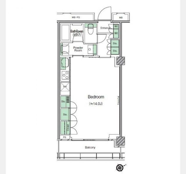 SHIBUYACAST. APARTMENT(ワンルーム/15階)の間取り写真