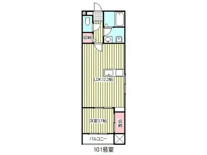 アンソレイエ(1LDK/1階)の間取り写真