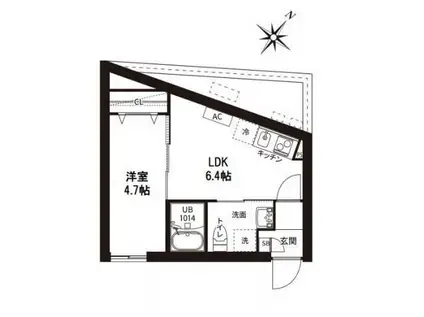 レピュア曙橋駅前レジデンス(1LDK/4階)の間取り写真