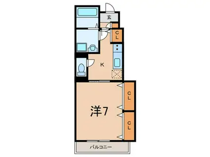 CLAIR BLANC(1K/1階)の間取り写真