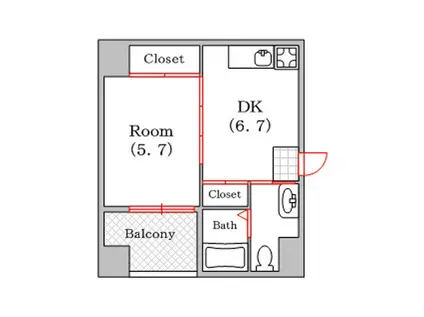 ZERO 千代崎(1DK/9階)の間取り写真