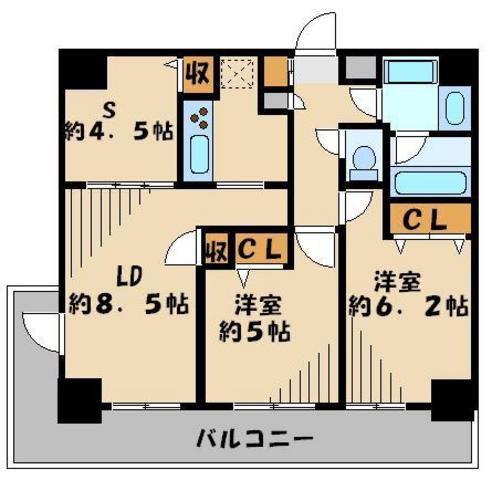 ドゥーエ東十条(2SLDK/10階)の間取り写真