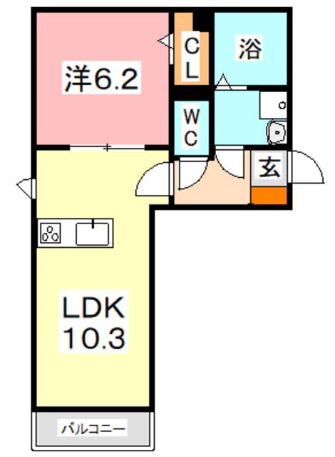 ル・シェル中庄I(1LDK/1階)の間取り写真