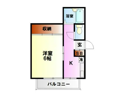 KSハイムC棟(1K/2階)の間取り写真
