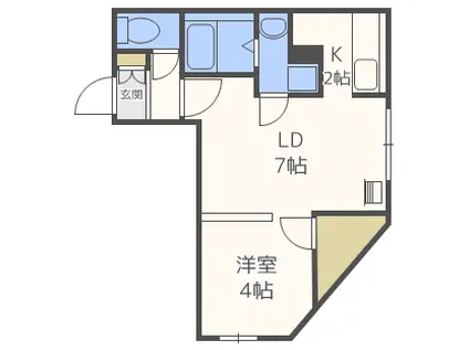 アミカル栄通(1LDK/4階)の間取り写真