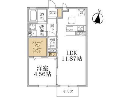 LUANA COURT B(1LDK/1階)の間取り写真