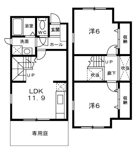 コロニアルヒルズ・オークI(2LDK/1階)の間取り写真