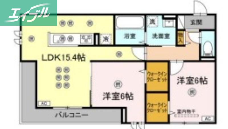フェリックス(2LDK/2階)の間取り写真