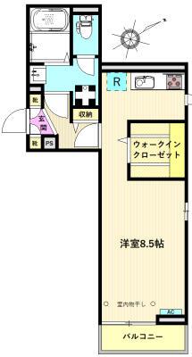クローネ(1K/2階)の間取り写真