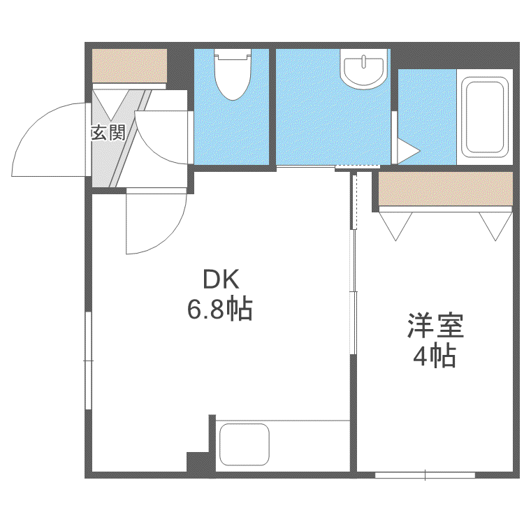 ラフィーネ発寒南III(1DK/4階)の間取り写真