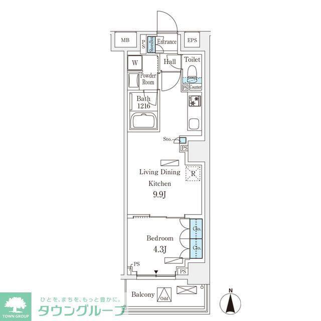 フロンティアレジデンス錦糸公園(1LDK/4階)の間取り写真