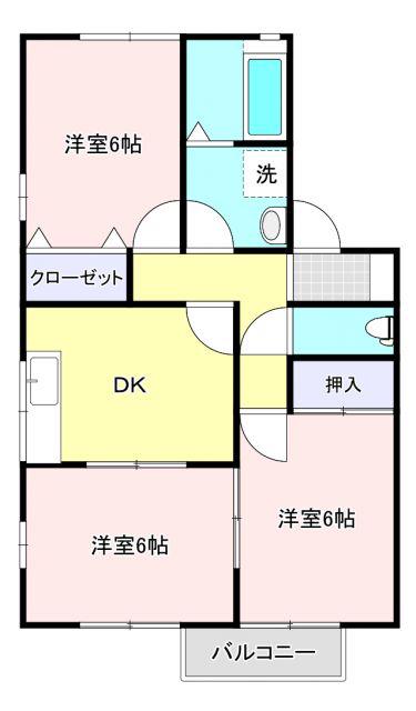 ニューキャピタルVII番館(3DK/1階)の間取り写真