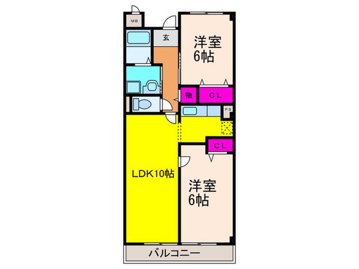 オーベルジュ(2LDK/1階)の間取り写真
