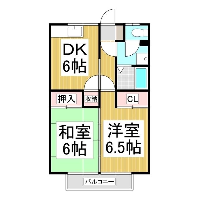 ハイツ唐木(2DK/2階)の間取り写真