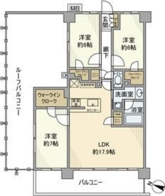 サンクレイドル桜街道レジデンス(3LDK/6階)の間取り写真