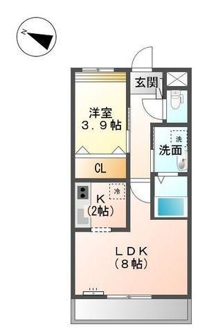 グランヴェルデ蓮池(1LDK/2階)の間取り写真