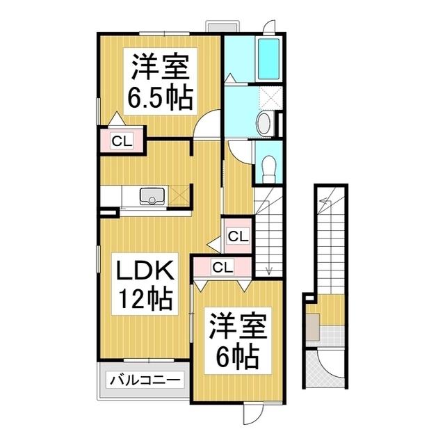 メゾンアプリ弐番館(2LDK/2階)の間取り写真