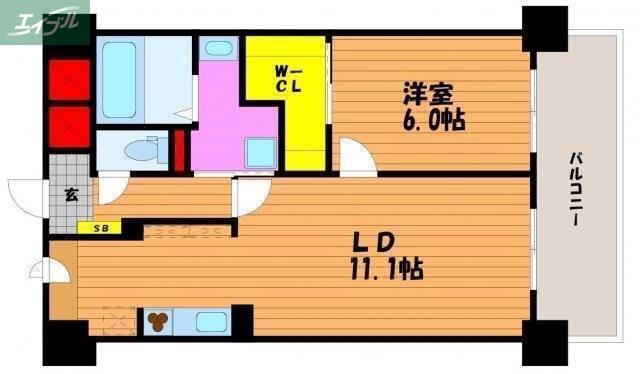 リッチ・クレールマンション(1LDK/4階)の間取り写真