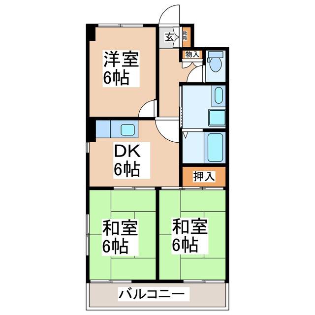 サンライズマンションB棟(3DK/3階)の間取り写真