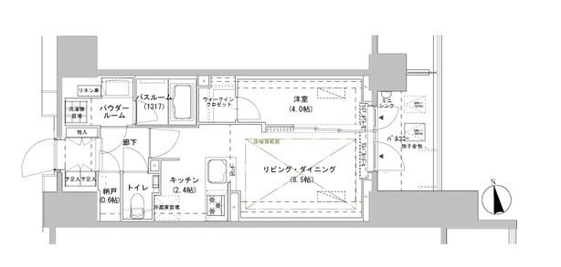 パークスフィア牛込神楽坂(1SLDK/6階)の間取り写真