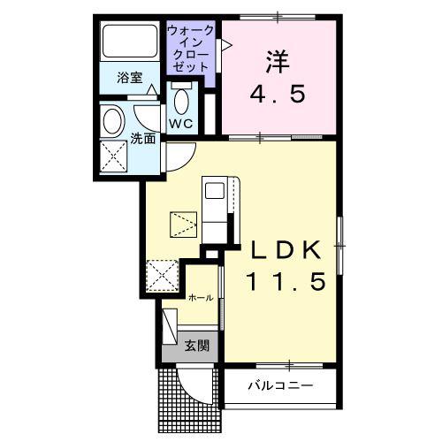 グリーンパーク セレノ(1LDK/1階)の間取り写真