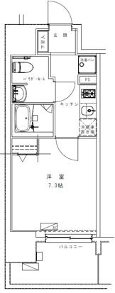 GENOVIA浅草VII(1K/5階)の間取り写真
