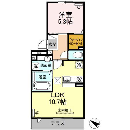 シェラール・インター(1LDK/1階)の間取り写真