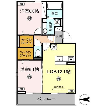 トレス下富野(2LDK/2階)の間取り写真