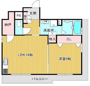 フレグラント(1LDK/3階)の間取り写真