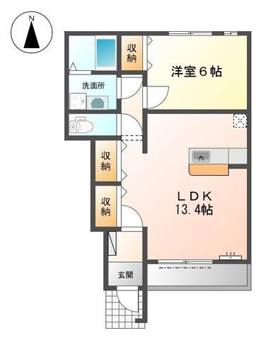 アンヘル ハート II(1LDK/1階)の間取り写真