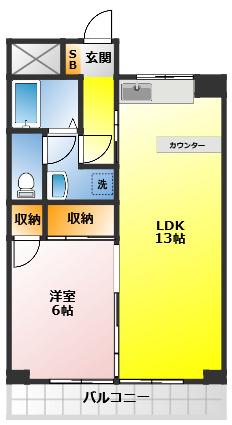 東武東上線 川越市駅 徒歩7分 5階建 築38年(1LDK/1階)の間取り写真
