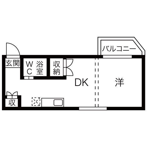 フェルム・アンソレイユ(1K/2階)の間取り写真