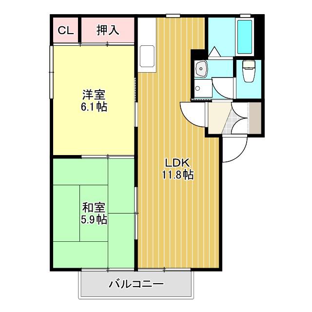 サンライズIII(2LDK/2階)の間取り写真